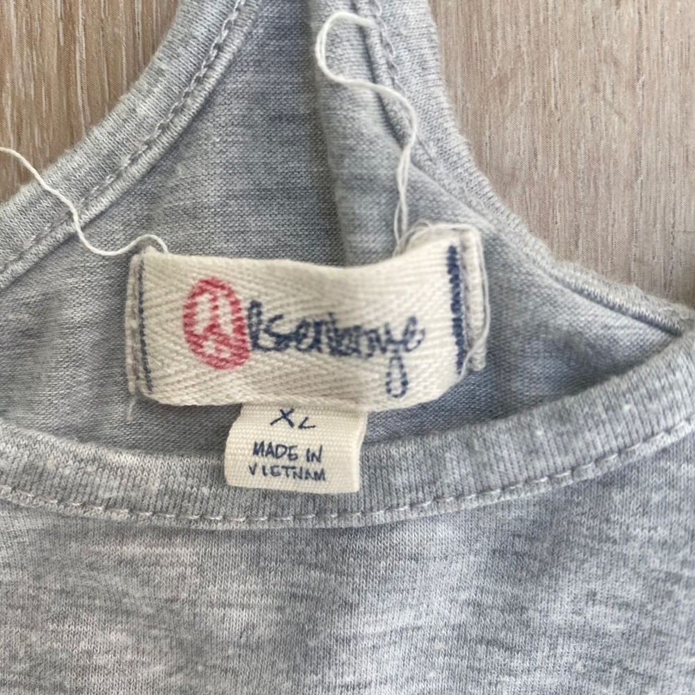 Olsenboye Gray Peace Sign Racerback Mini Dress XL Yellow Contrast Jersey Knit - Picture 3 of 8